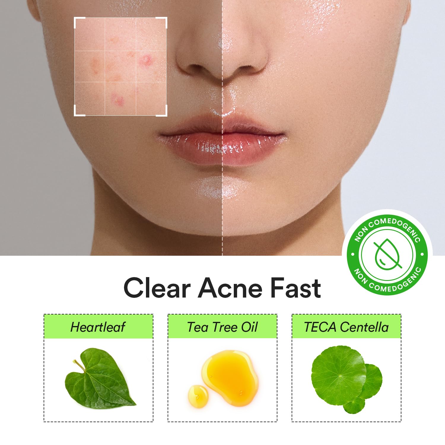 Close-up of Abib Heartleaf patch, ultra-thin and invisible under makeup.