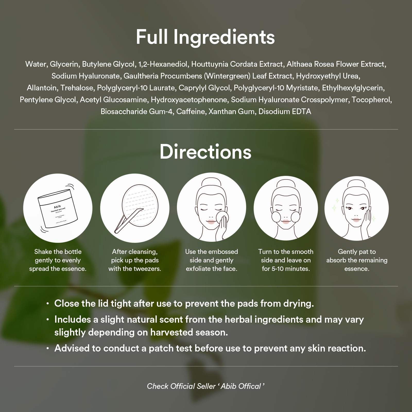 Abib Heartleaf Spot Pad sensitive-skin friendly formula supports gentle care.