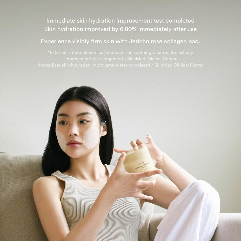 Abib Jericho Rose Collagen Pad texture close-up showing dual-textured exfoliation.