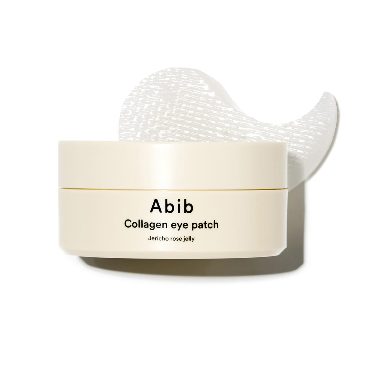Abib Jericho Rose eye patch jar closeup showing hydration for refreshed under-eye area