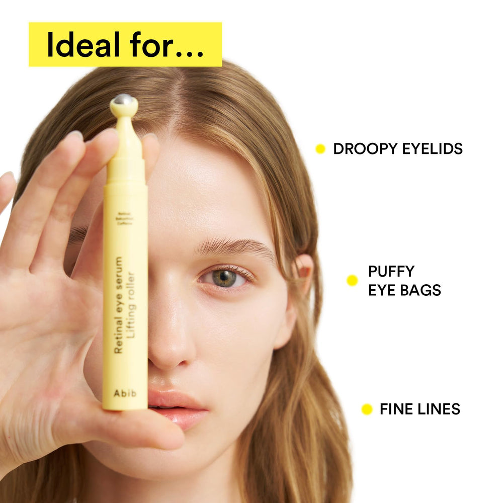 Abib Retinal Eye Serum gel texture visible on skin during application.