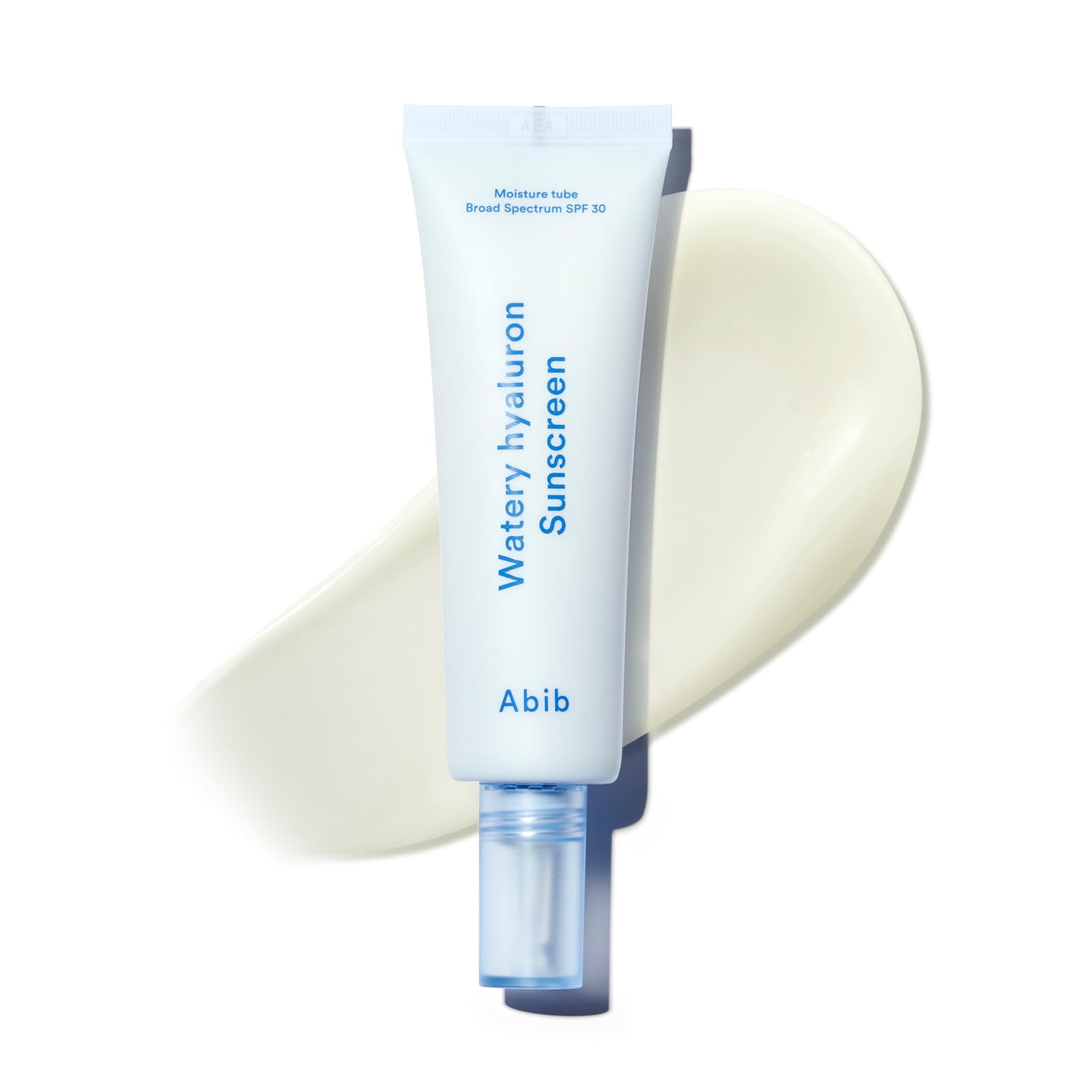 Abib Watery Hyaluron Sunscreen tube front view enables portable SPF protection.