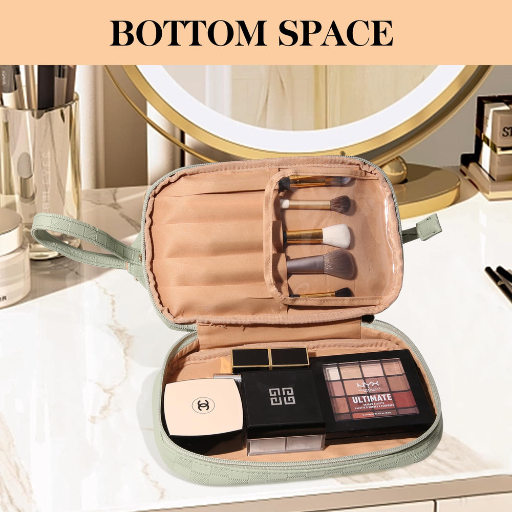 Abiudeng cosmetic bag compact for on the go touchups and storage.