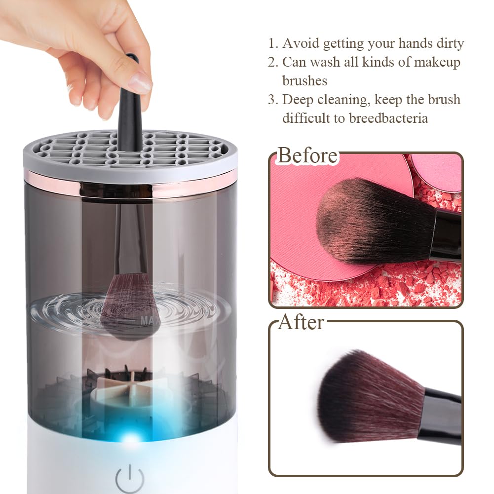 Abnaok large-capacity makeup brush cleaner suits all brush sizes for multitask cleaning.