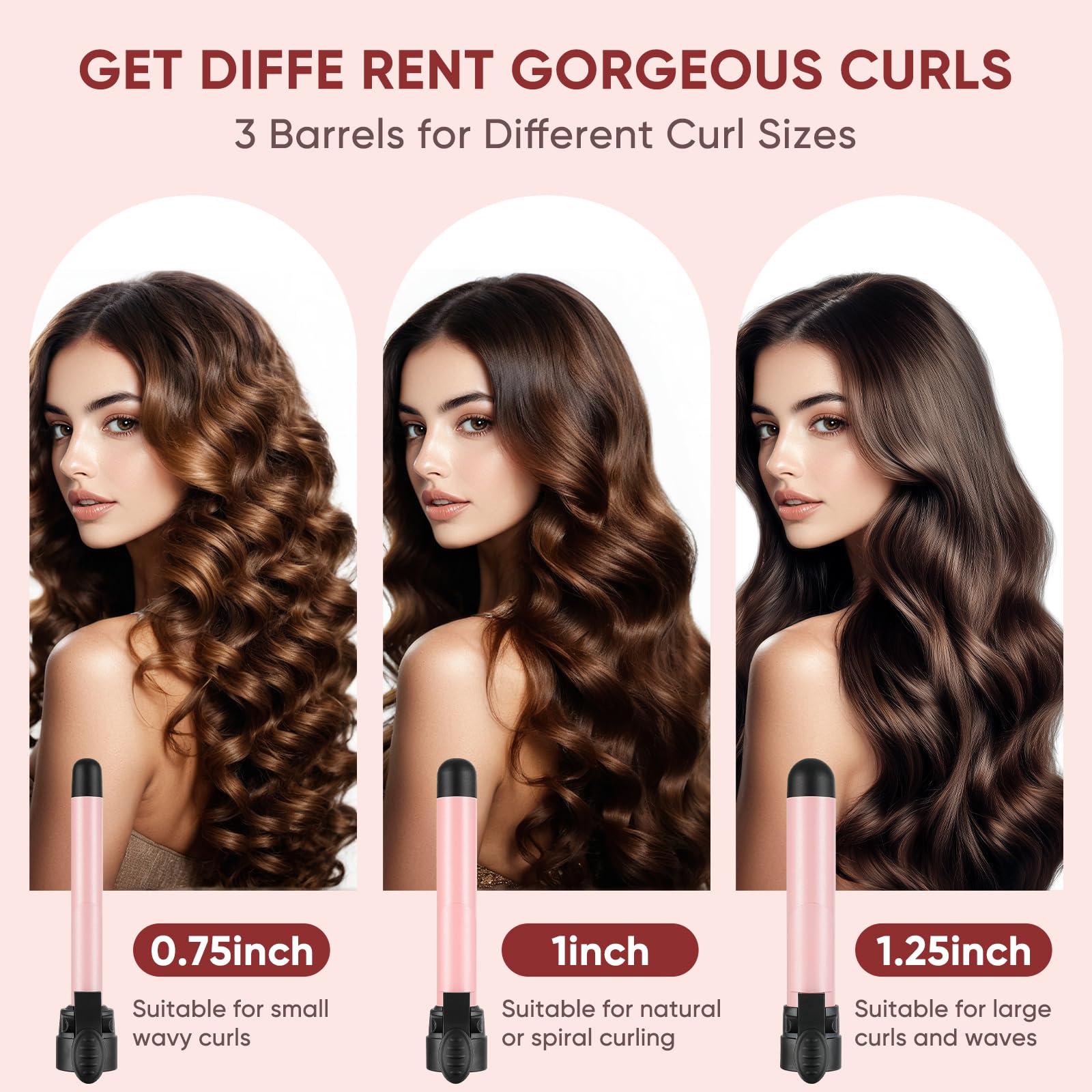 ABNER automatic curling iron demonstrates dual voltage for quick styling on all hair types