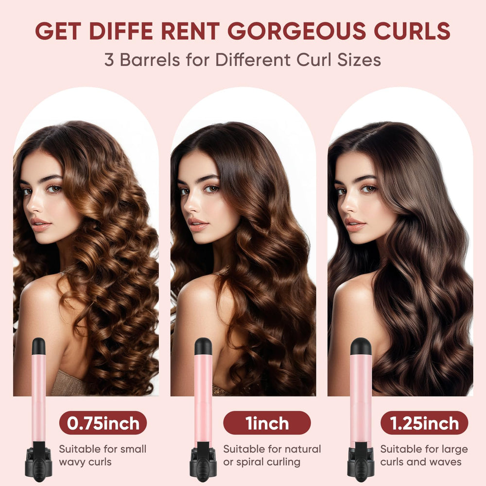 ABNER automatic curling iron demonstrates dual voltage for quick styling on all hair types