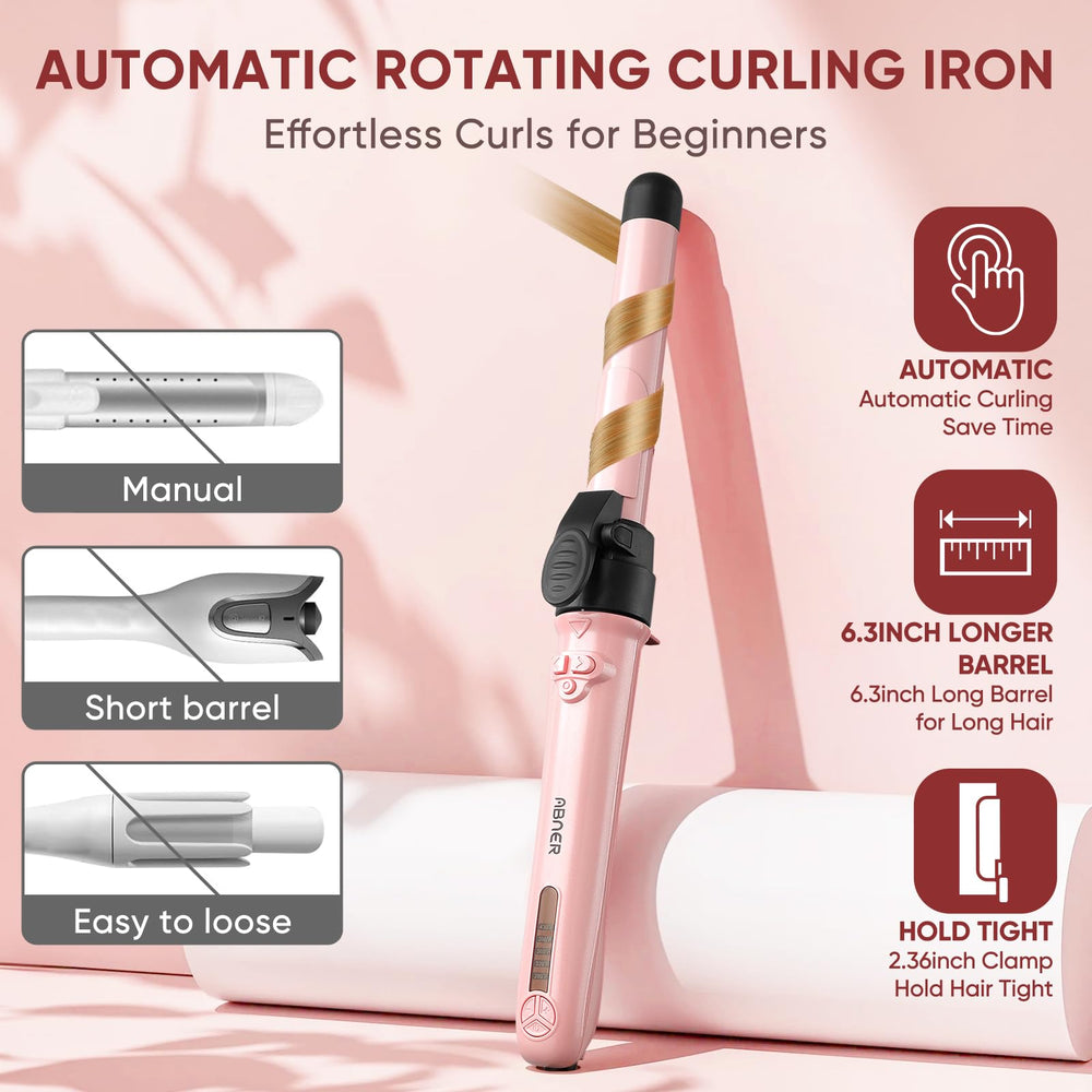 ABNER long-barrel wand with 0.75 to 1.25 inch barrels creates smooth, long-lasting waves