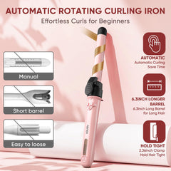 ABNER long-barrel wand with 0.75 to 1.25 inch barrels creates smooth, long-lasting waves