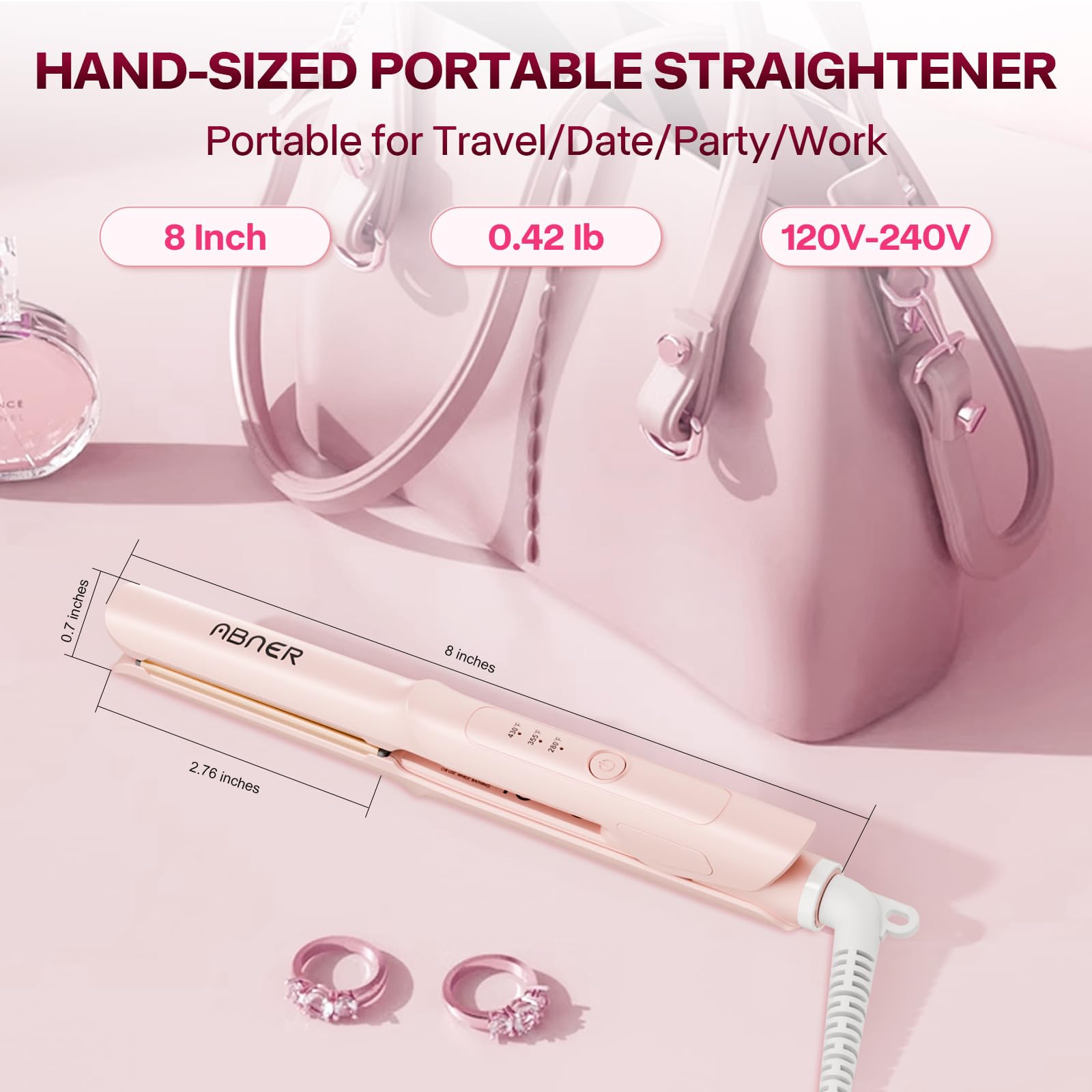 ABNER Mini Flat Iron auto shut-off after 60 minutes for peace of mind.