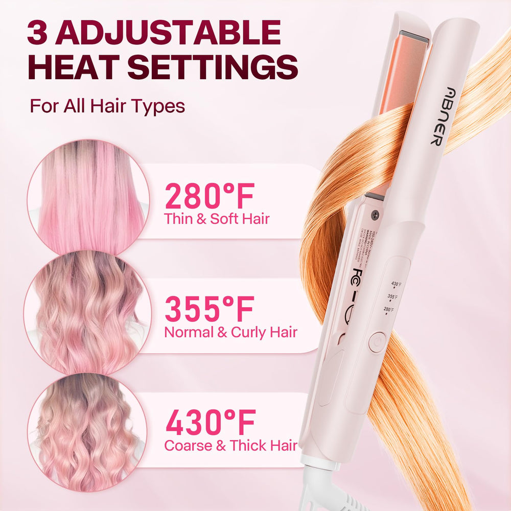 ABNER Mini Flat Iron dual voltage 120V-240V for worldwide styling.