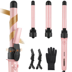 ABNER rotating curling iron set with three sizes for versatile curls and beach waves
