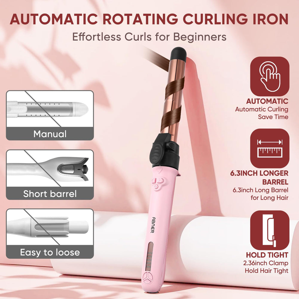 ABNER rotating curling iron with 0.75-inch barrel for tight, defined curls and control