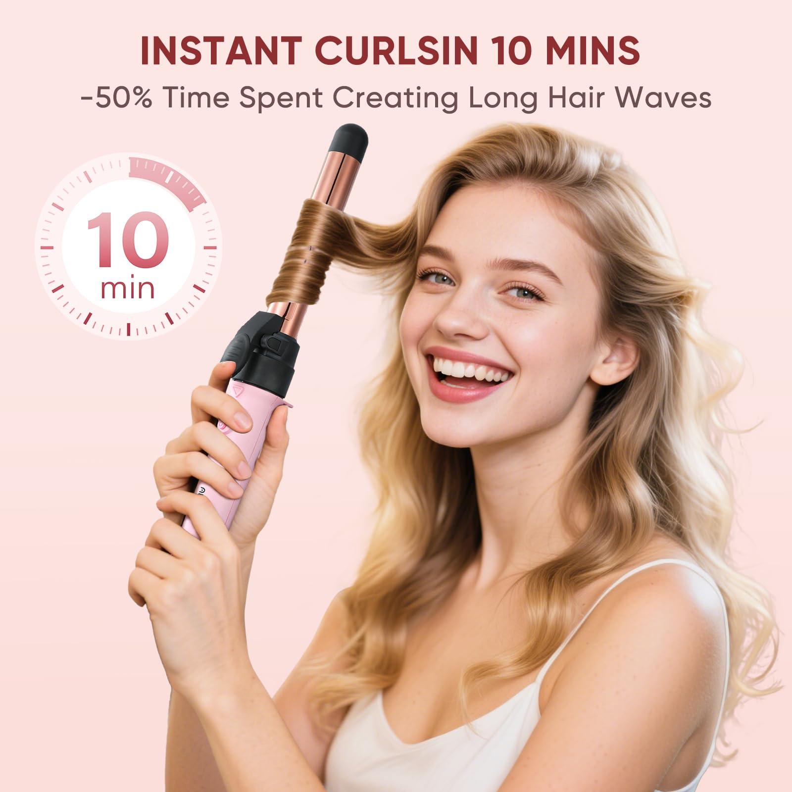 ABNER 1.25-inch barrel delivers loose curls and effortless waves with bounce