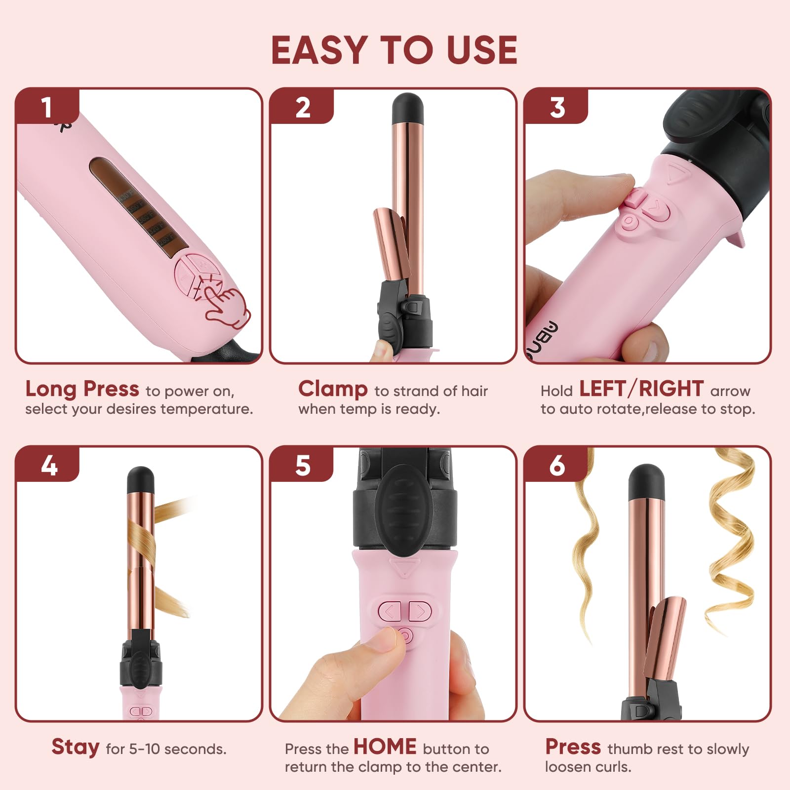 ABNER heat settings from 280 to 430 degrees offer tailored styling options
