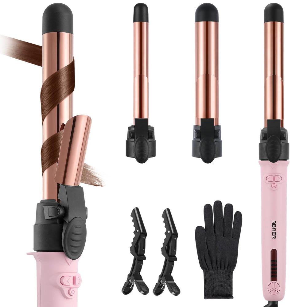 ABNER rotating curling iron set main view with ergonomic grip for quick styling