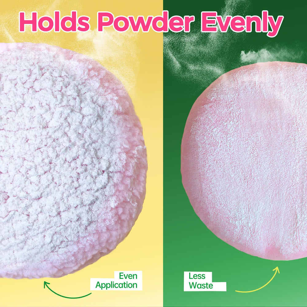 ABOLINE dust-powder-container keeps powder fresh and puffs clean.