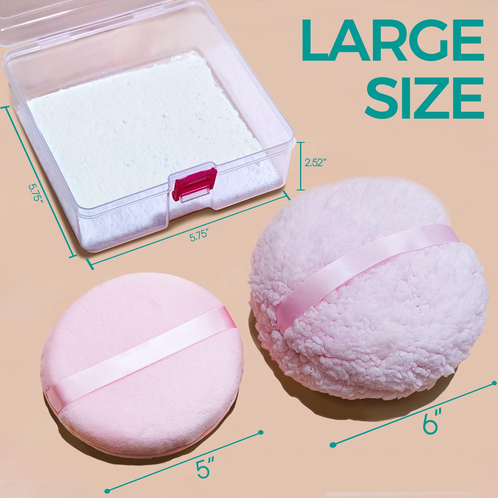 ABOLINE powder puff 5inch offers precise dusting and comfortable grip.