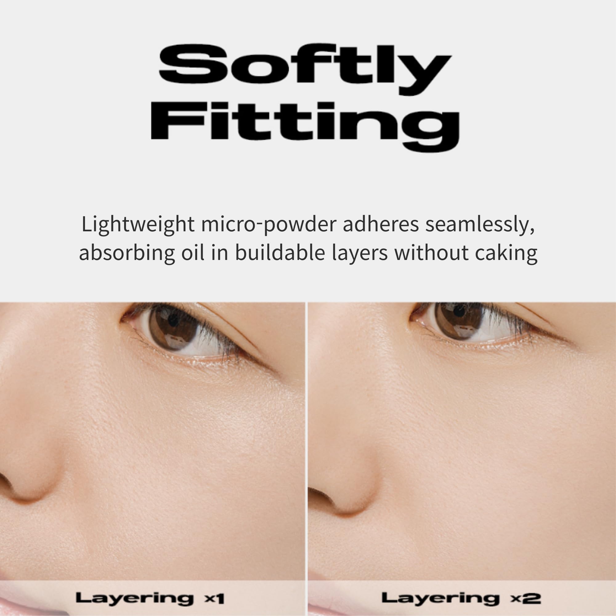 ABOUT TONE sebum cut powder compact ingredients highlight Centella Asiatica and Vitamin E.