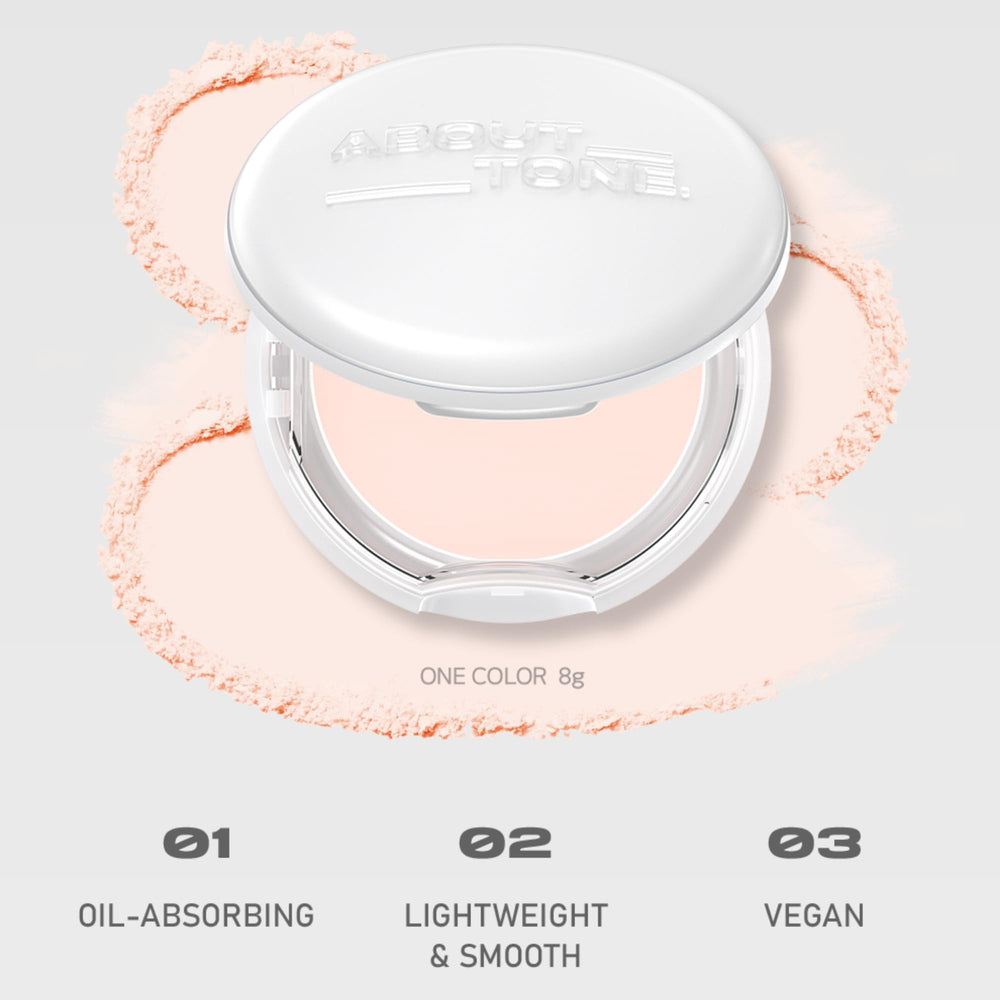 ABOUT TONE sebum cut powder compact puff enables quick, even application for a natural finish.