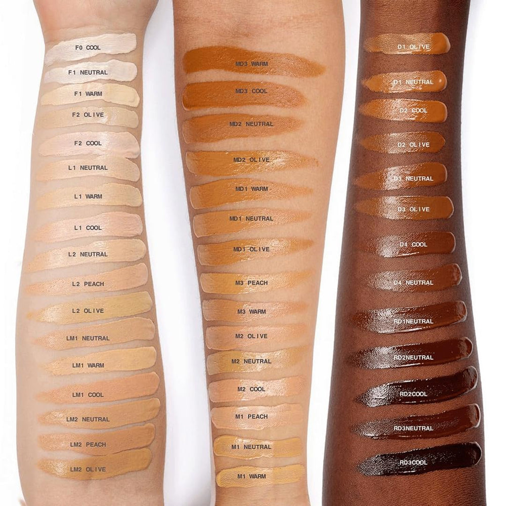 about-face THE PERFORMER shade-range 45 swatches communicates extensive undertone options for olive tones