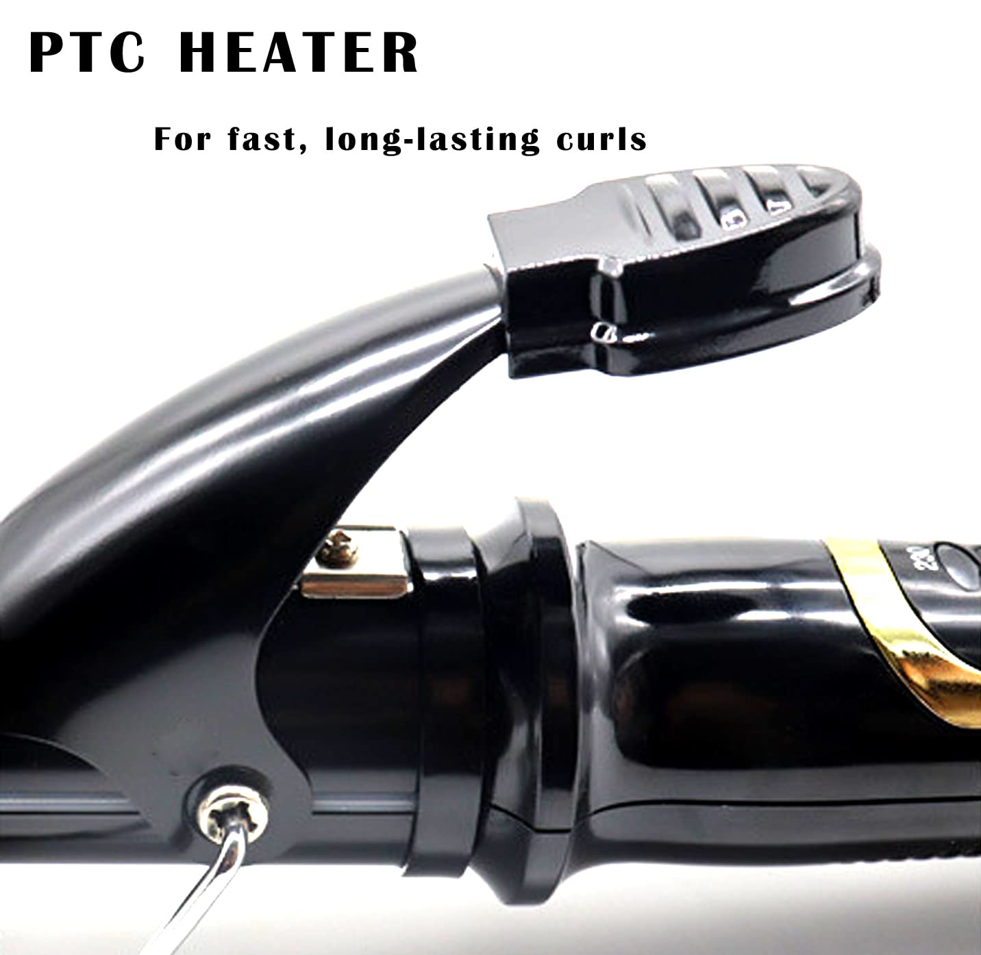 abp curling iron 360-degree swivel cord image shows easy maneuverability during styling