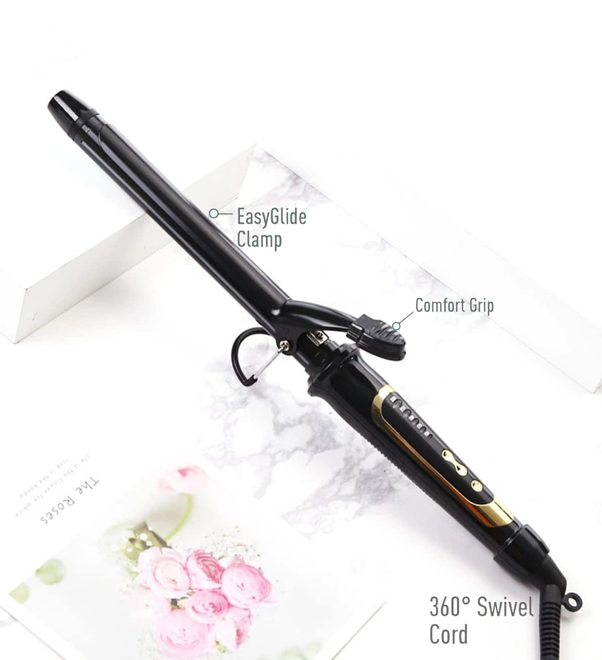 abp curling iron insulated tip closeup emphasizes safety and comfortable grip
