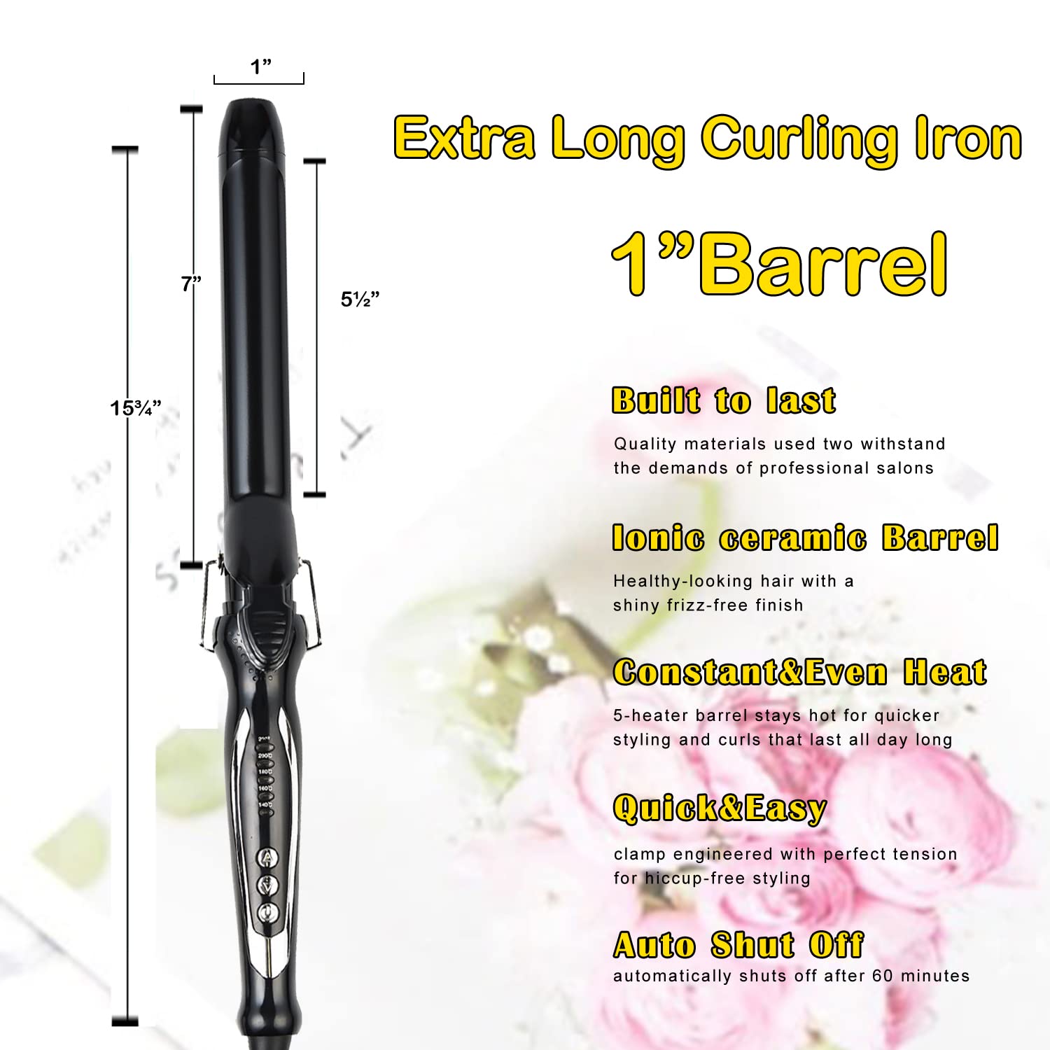 abp 1inch curling iron tourmaline ceramic barrel in-use shot suggests versatile waves
