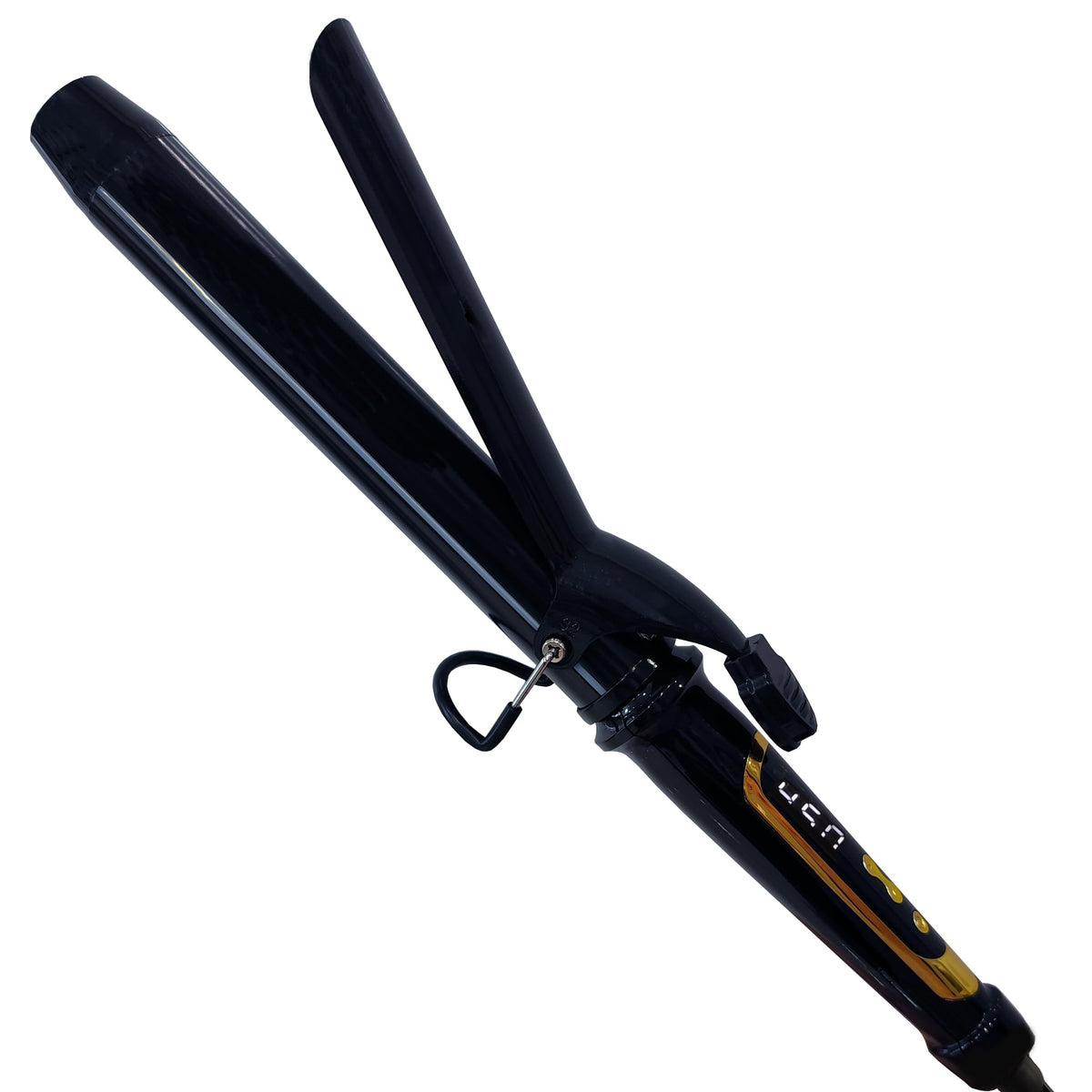 ABP curling iron 1-25 inch black gold with sleek design for versatile curls and waves.