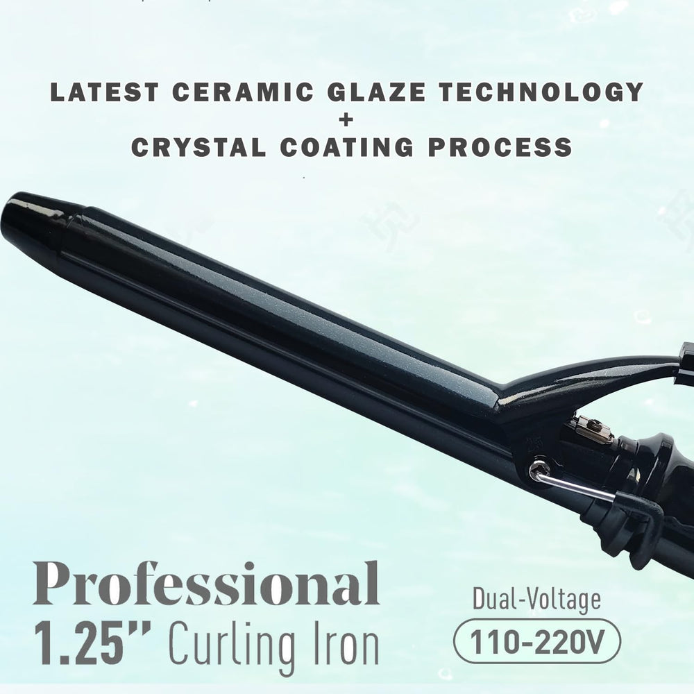 ABP curling iron extended ceramic barrel enables even heat for smoother results.