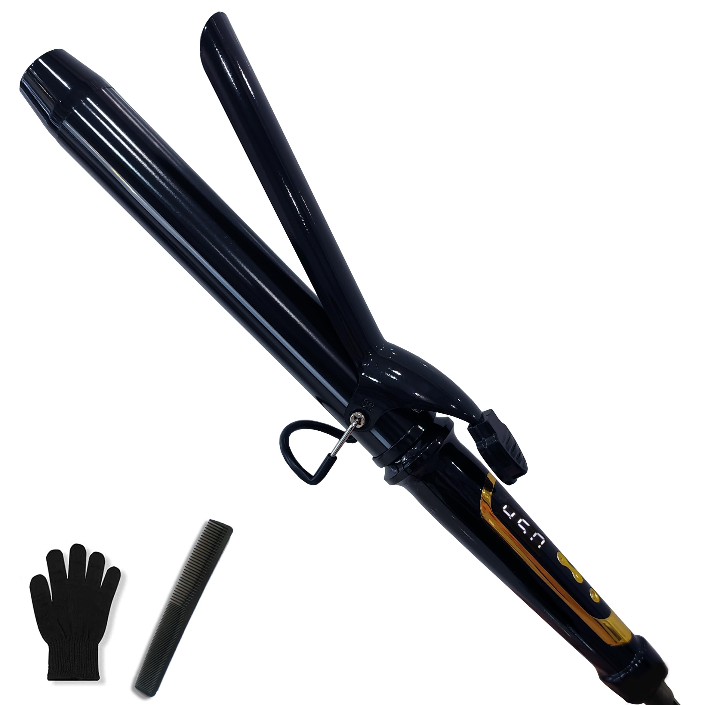 ABP curling iron heat-resistant glove included protects hands during tighter curls.
