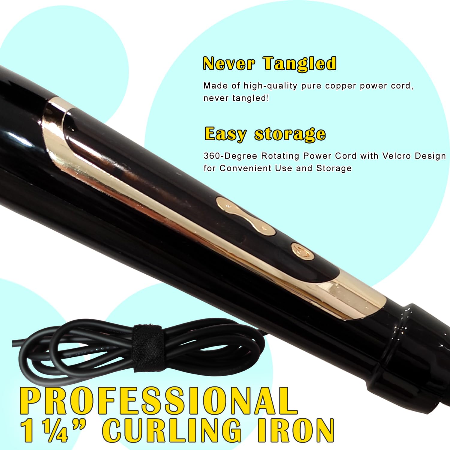 ABP curling iron PTC heating ready in 60 seconds for quick styling sessions.