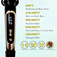abp curling iron temperature dial 180-450f enables precise styling across hair types