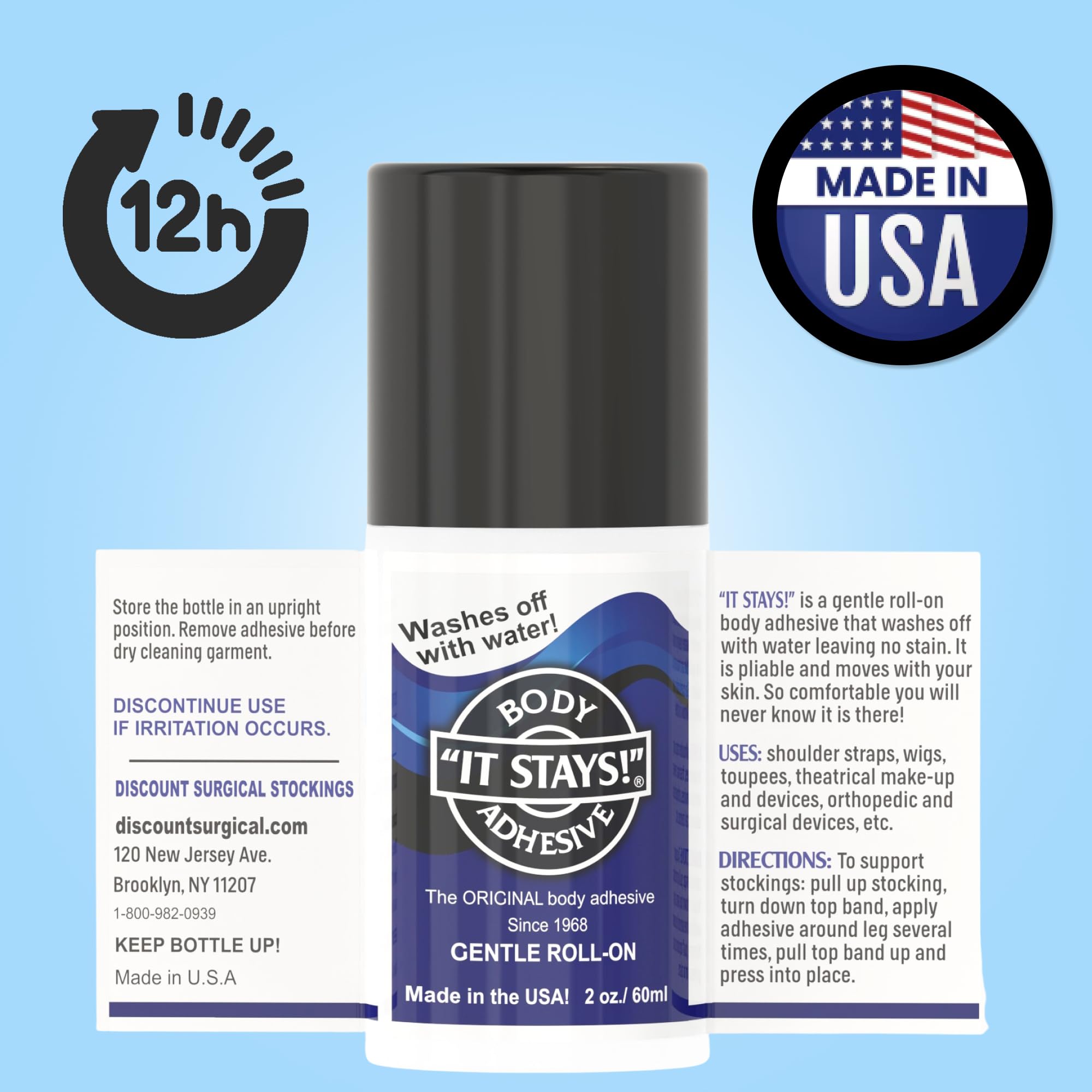 ABSOLUTE SUPPORT It Stays sock glue secures knee-highs during activity.