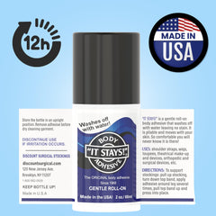 ABSOLUTE SUPPORT It Stays sock glue secures knee-highs during activity.