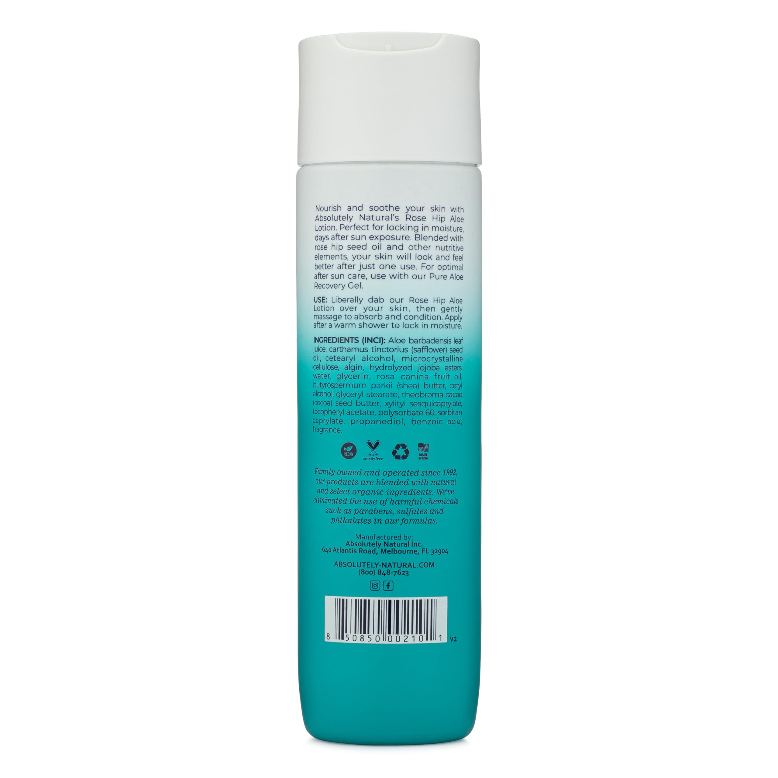Absolutely Natural reef-safe cruelty-free badge on packaging
