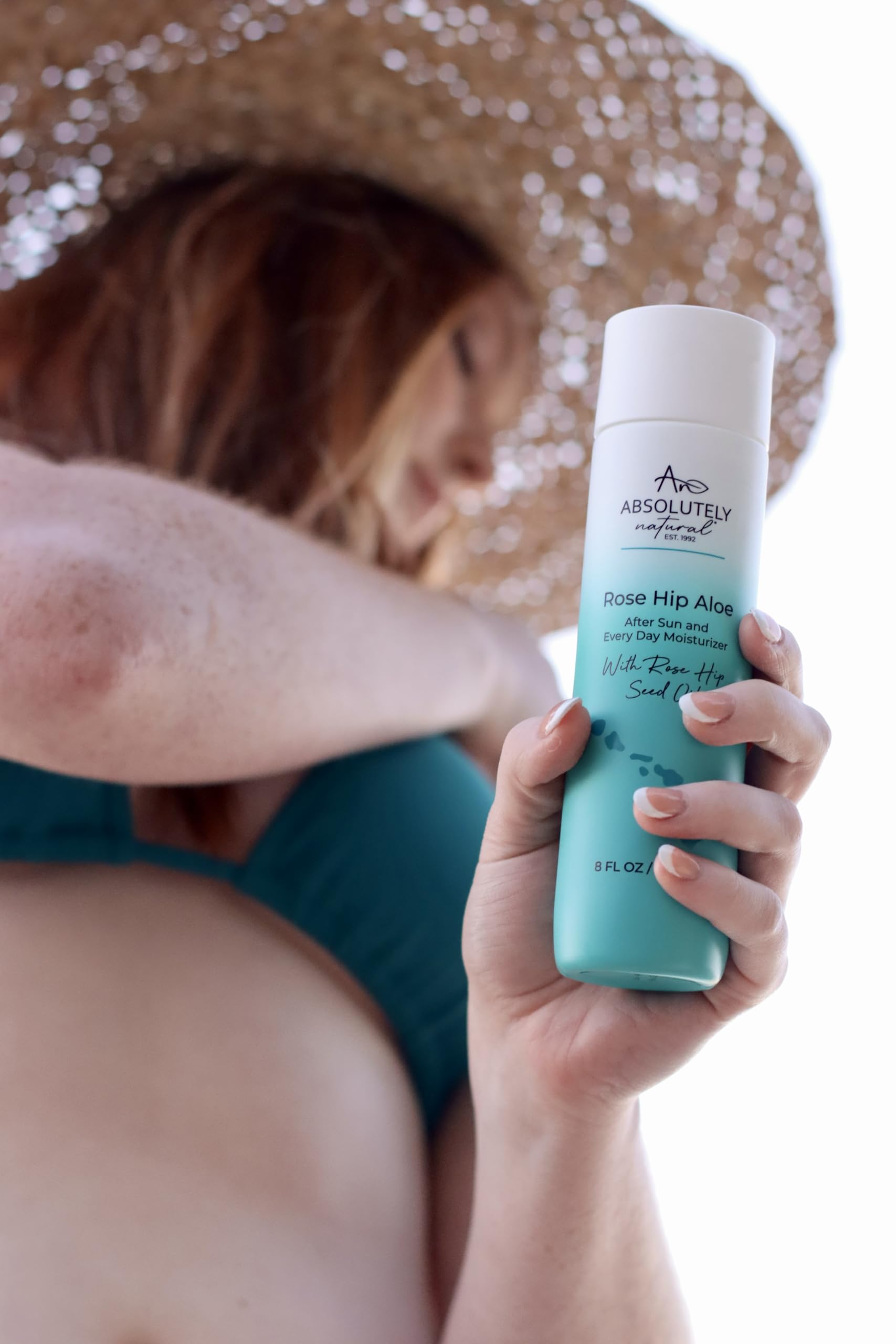 Absolutely Natural sun-kissed glow effect with lotion showing lasting hydration