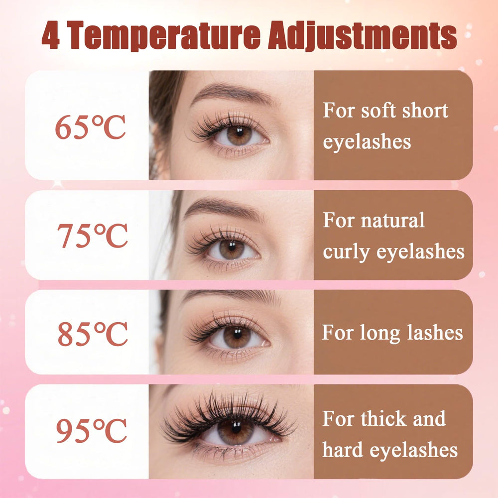 Acavado four-temperature settings with LED readout for customizable lash lift.