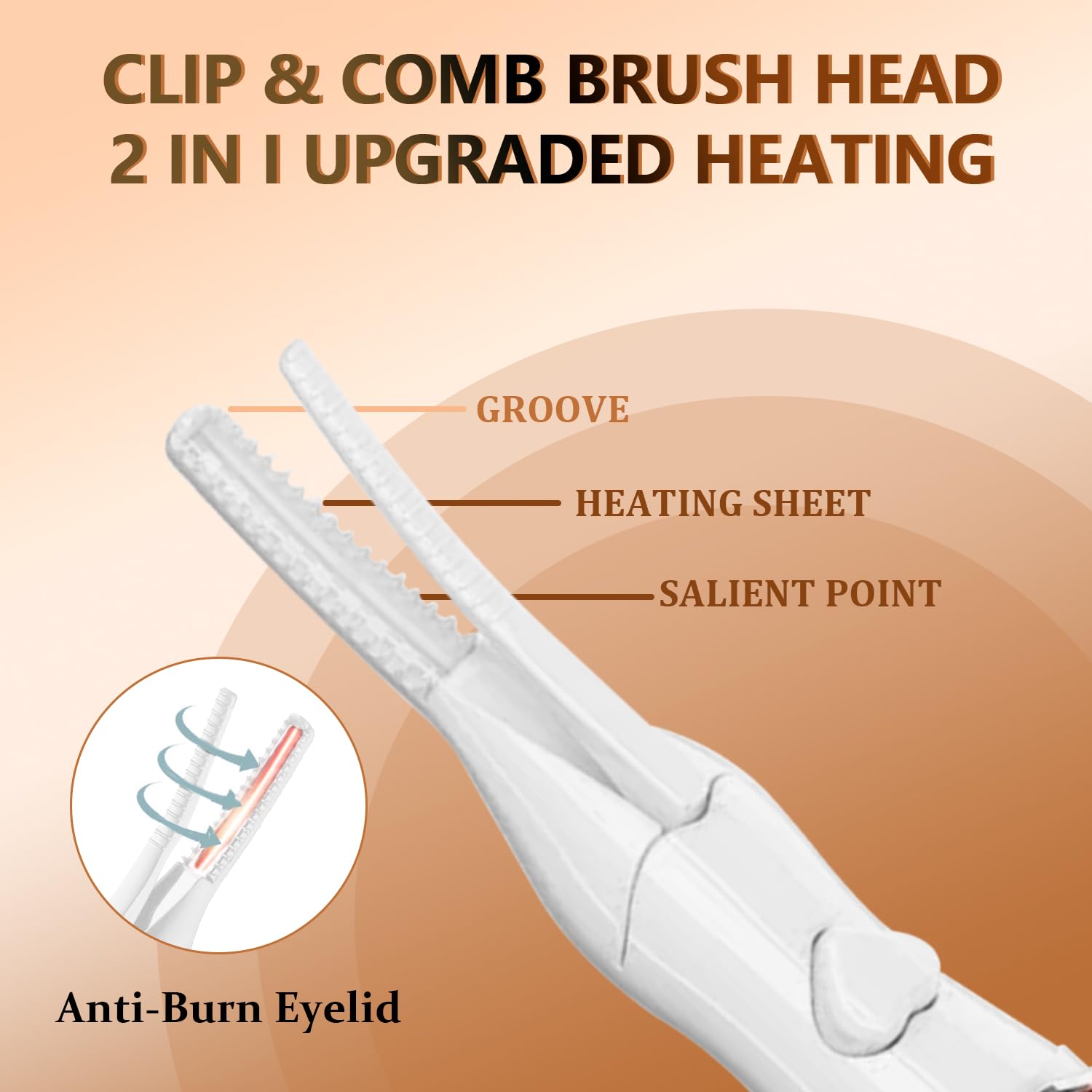 Acavado clip-type design secures lashes while curling evenly.