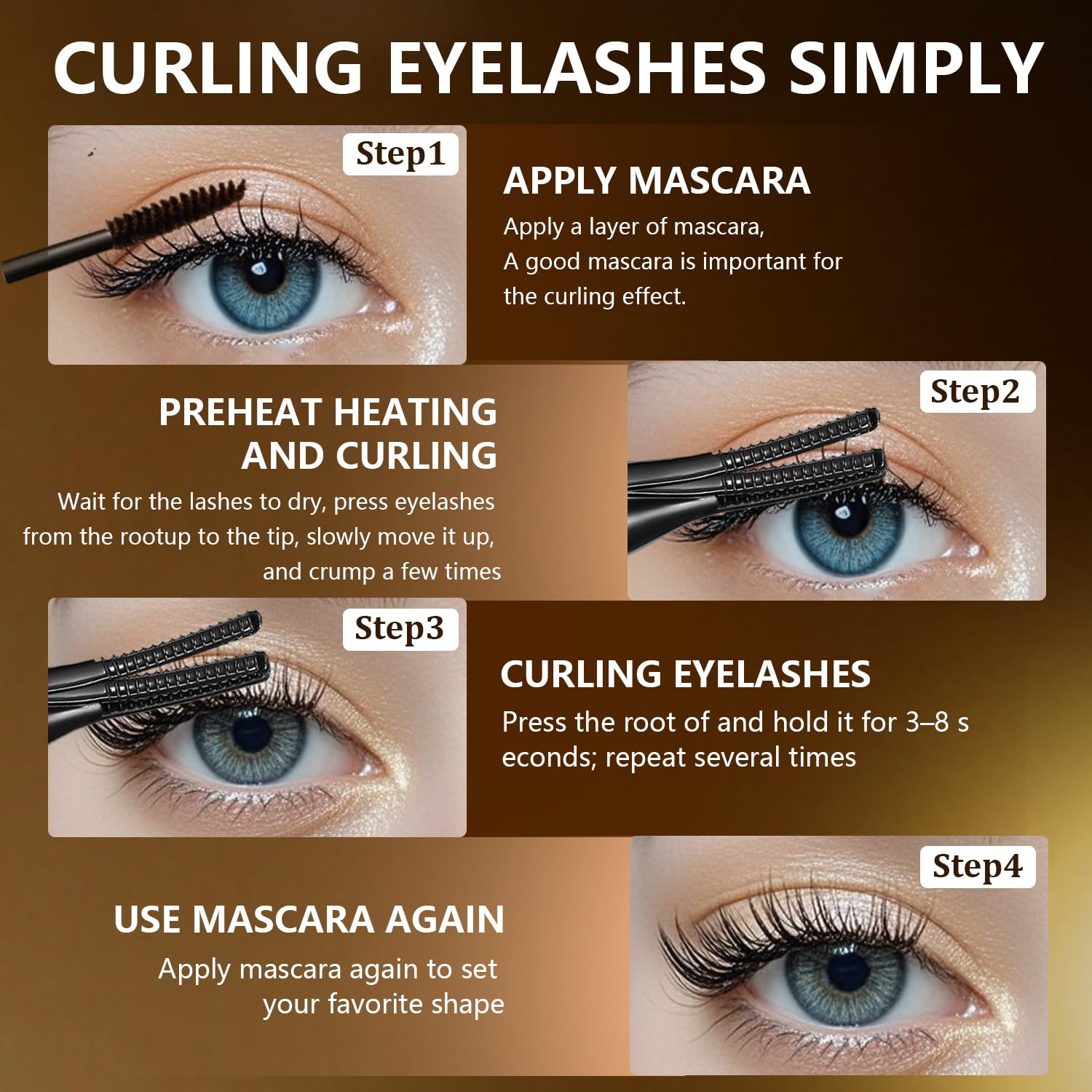 Acavado heated eyelash curler compact design fits in bags for travel touch-ups
