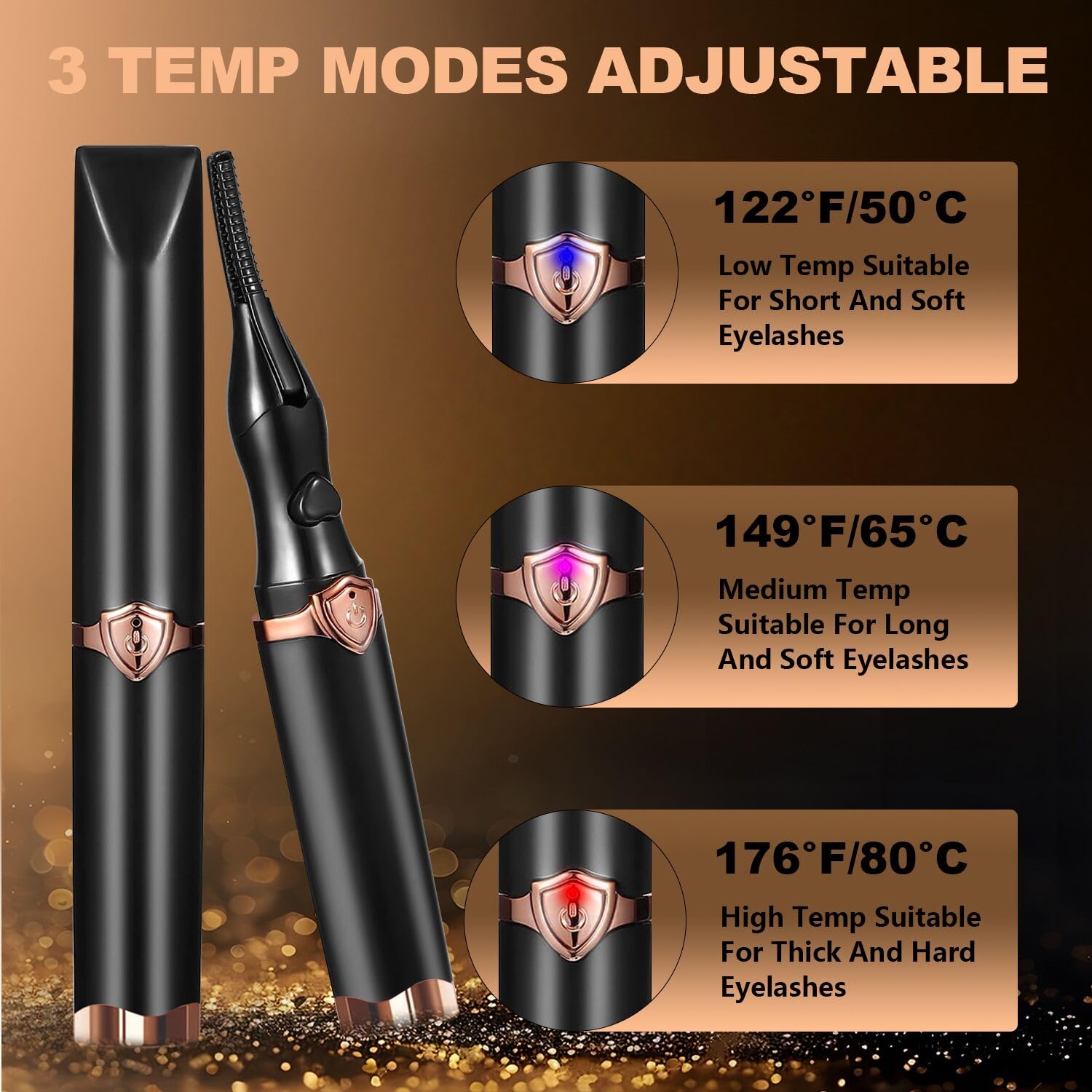Acavado heated eyelash curler temperature-modes show easy heat control