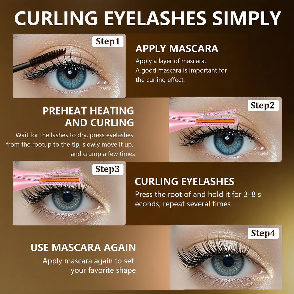 Acavado lashes before-after curler showing visible lift.
