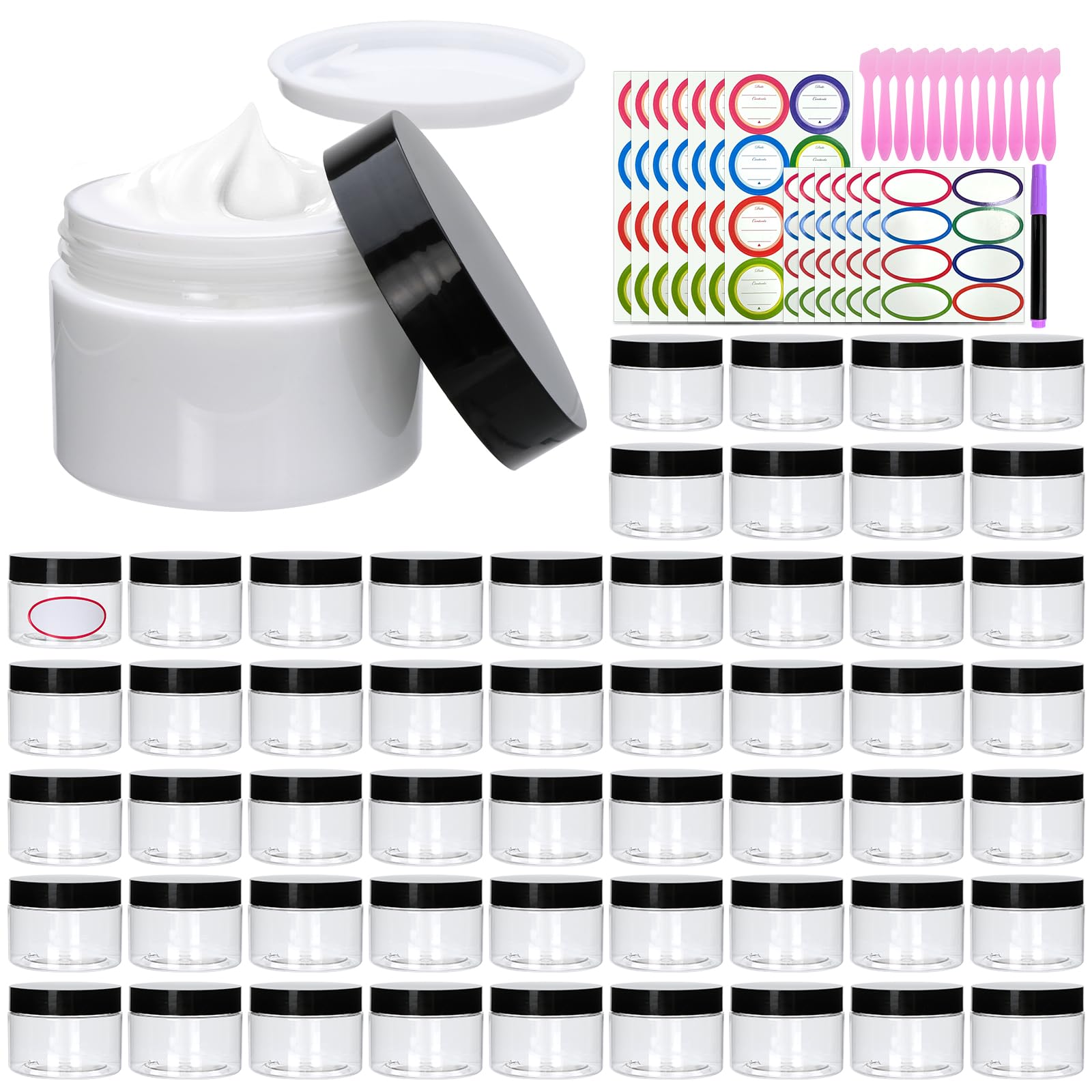 Accguan 54pack 4oz container with lid for clear cosmetics storage