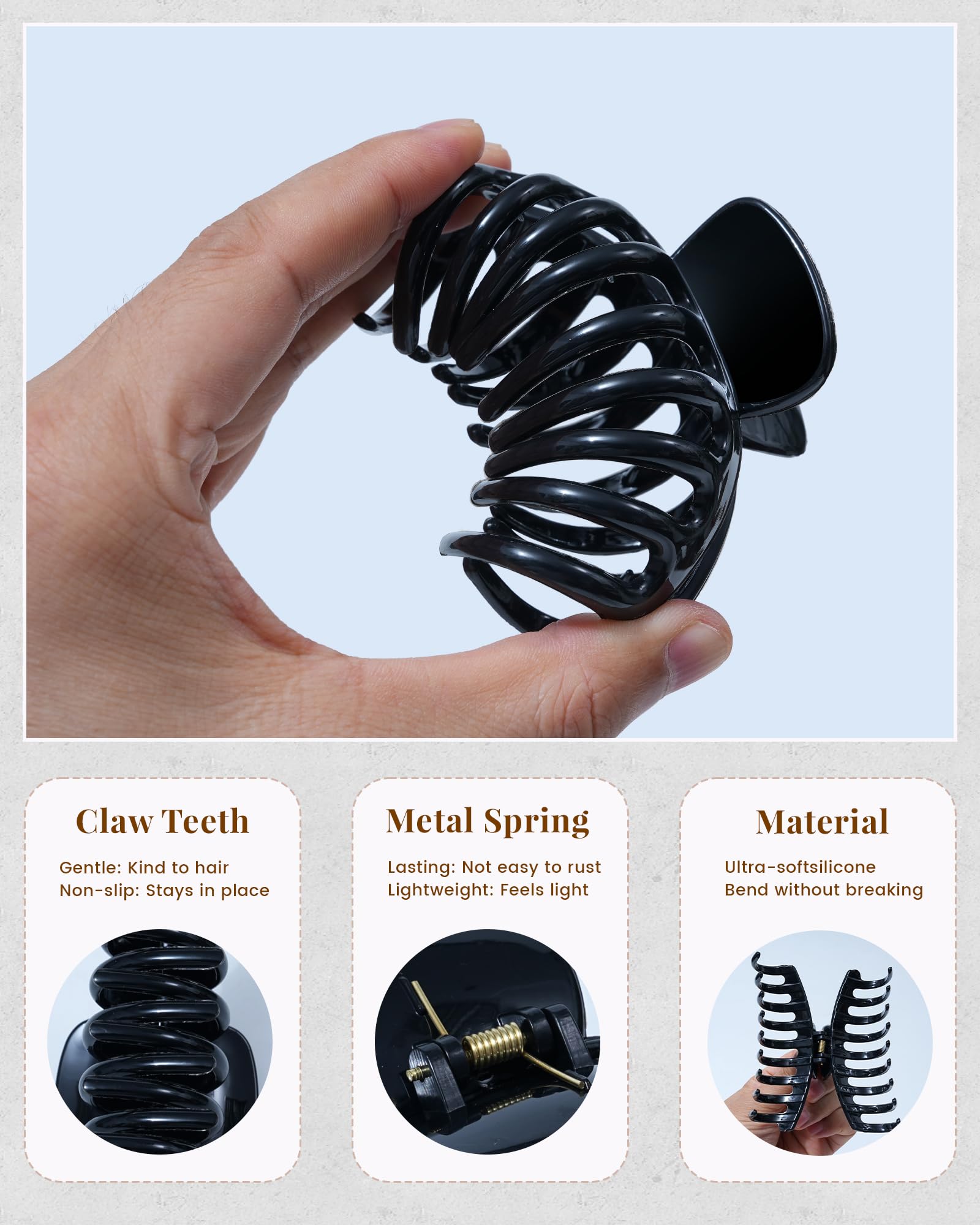 ACECHA cozy hair clip provides gentle comfort against scalp and headrests
