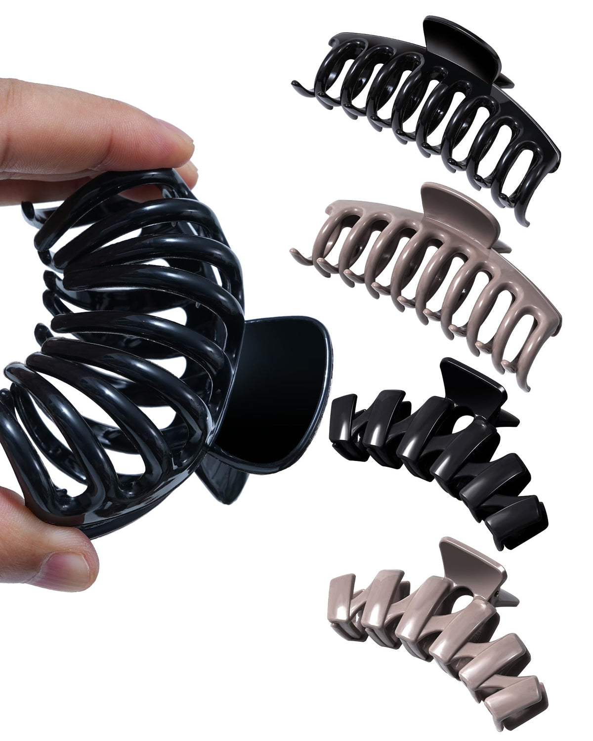 ACECHA silicone hair clip soft bendable black for comfortable, all-day hold