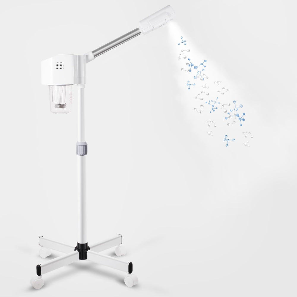AceFox professional facial steamer stand with adjustable height for flexible spa sessions.