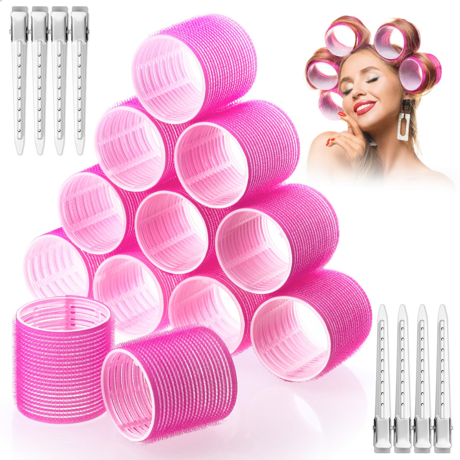 Acejoz jumbo rollers in rose red for big-volume salon curls