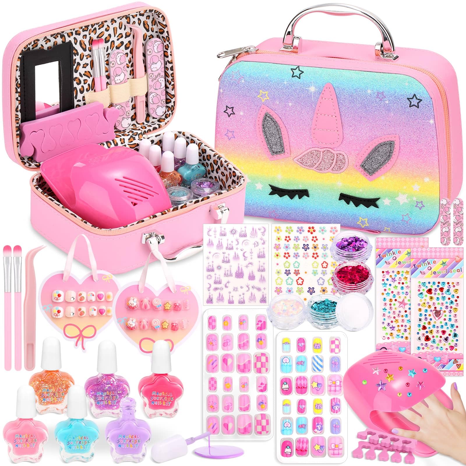 Acejoz kids nail polish set open box for easy home art.