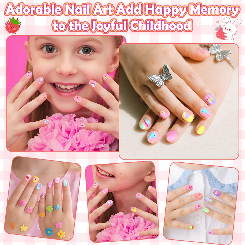 Acejoz kids nails press-ons at-home application for a mini nail salon experience.