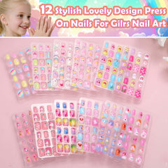 Acejoz kids nails press-ons patterns closeup showing vibrant designs for party looks.