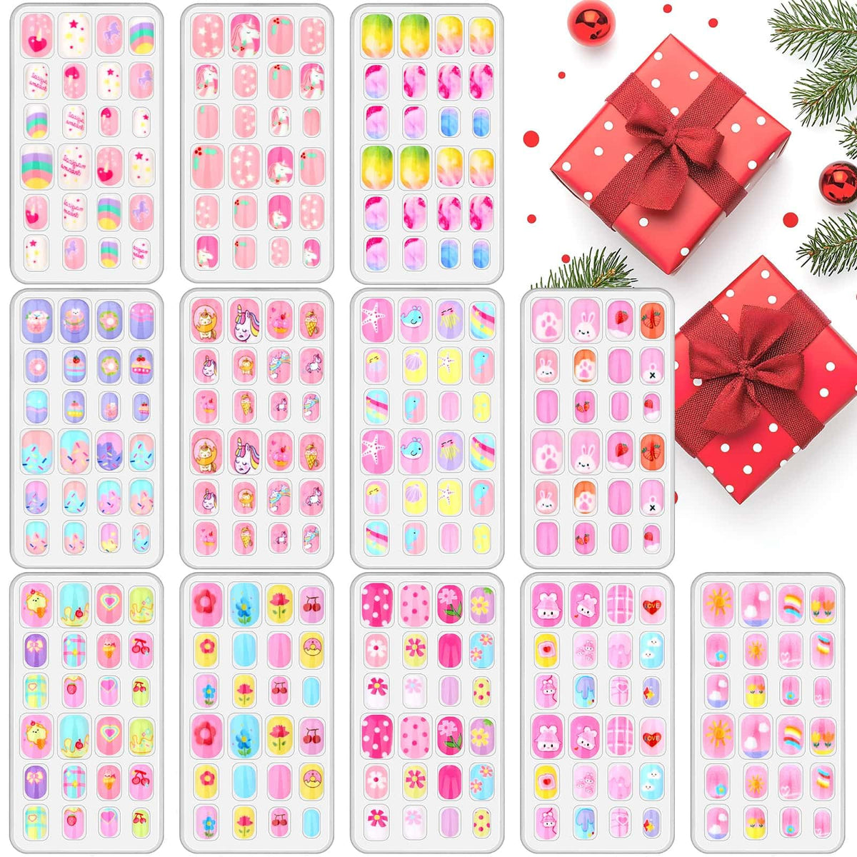 Acejoz kids nails press-ons varied styles for at-home nail art.